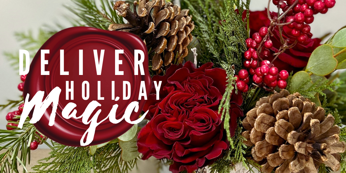 Deliver Holiday Flower Magic Castle Pines Colorado from the flower fix winter berries and pine cones banner image
