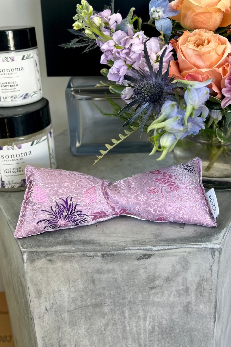 Luxurious lavender-scented weighted eye pillow in soft fabric from Lavender Embrace gift set