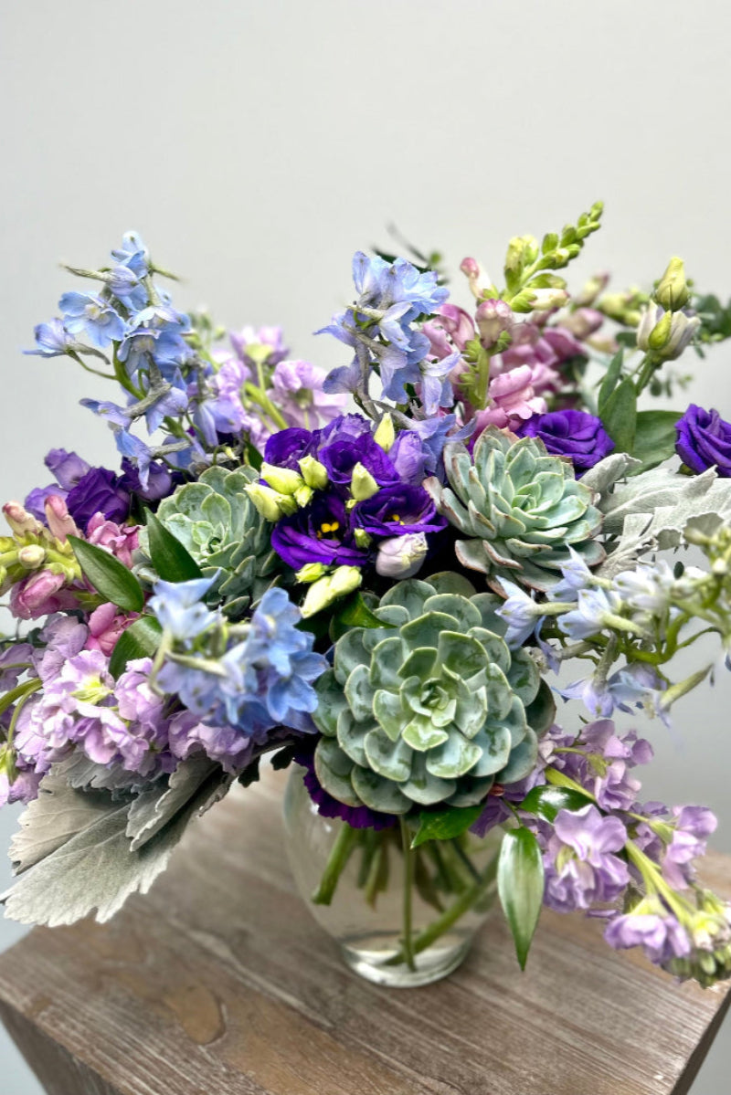 bouquet-flowers-succulents-blues-lavenders-purples-greens-tranquil-baby-bouquet