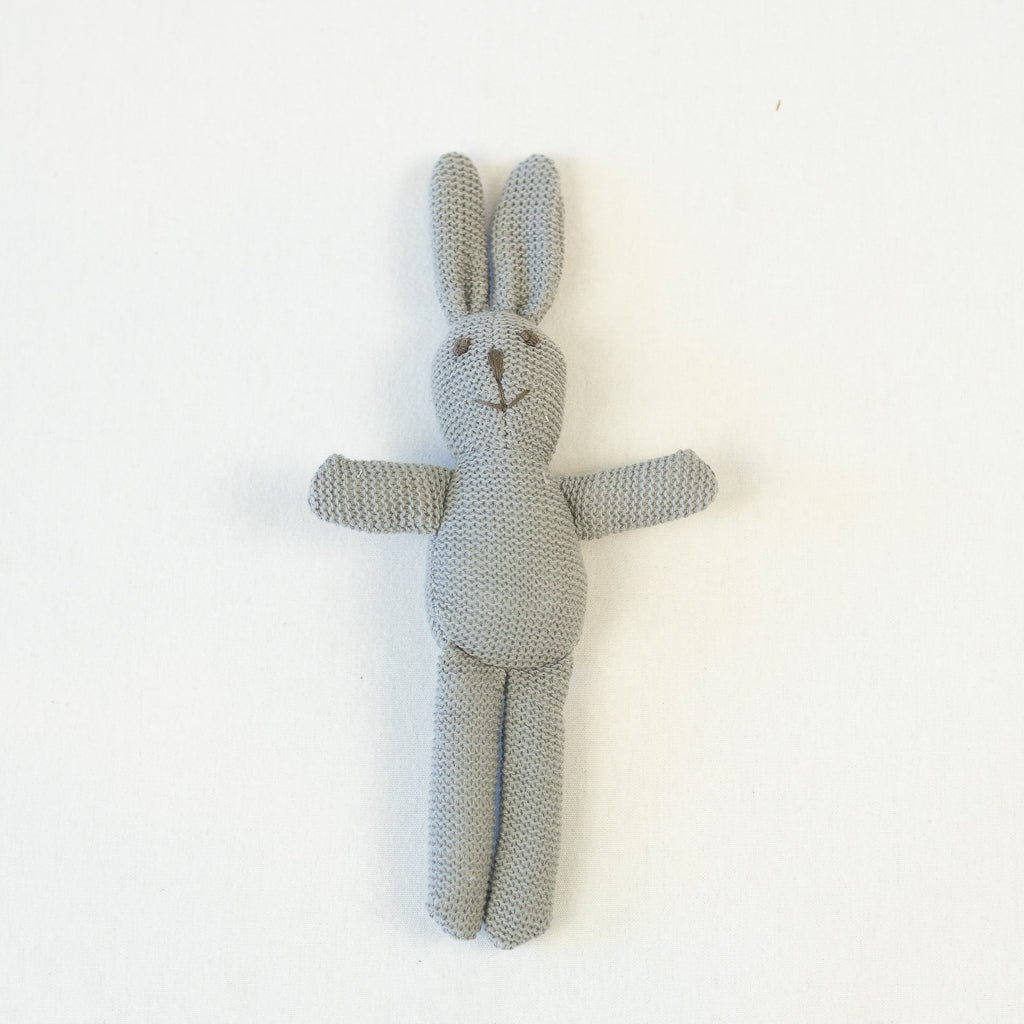 Pebble Bunny Toy Baby Rattle, Knit Toy Rabbit