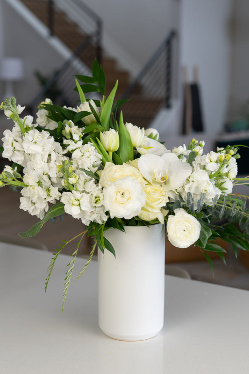 white bouquet on an island
