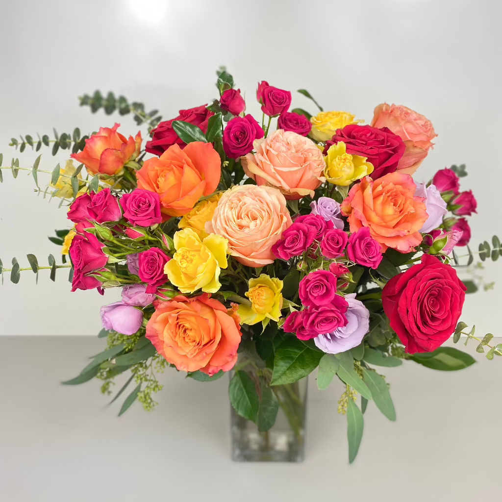 colorful-roses-vase-valentines-day-delivery-anniversary-castle-pines-lone-tree